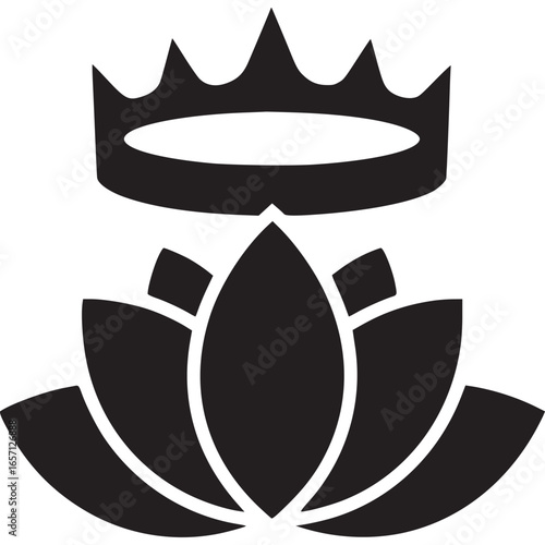 Lotus flower with a crown isolated on white background, symbolizing spiritual authority, royal grace, and the power of enlightenment