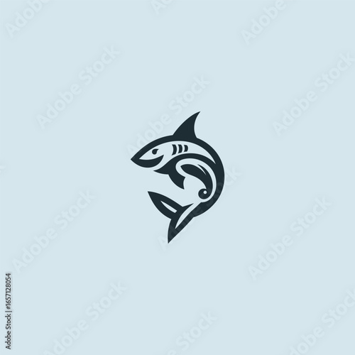 Abstract shark logo in modern and clean minimalist style.