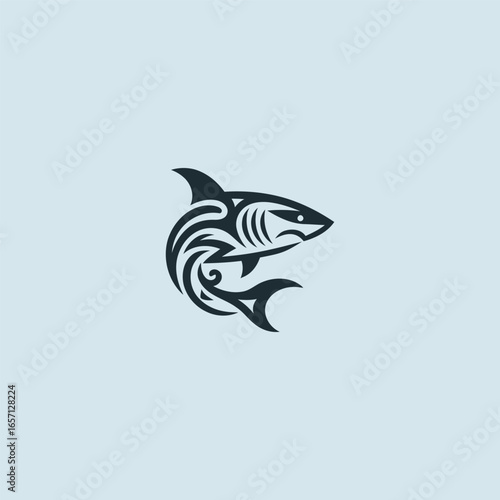 Abstract shark logo in modern and clean minimalist style.