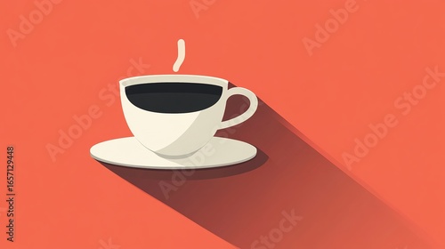 A minimalist illustration of a coffee cup with steam, set against a vibrant orange background, evoking warmth and comfort.