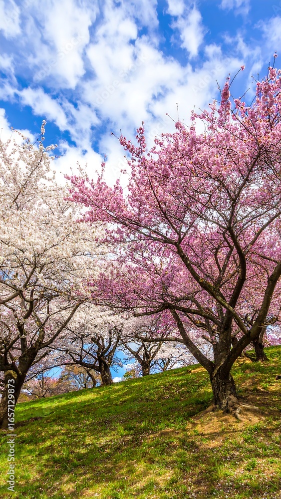 Obraz premium Spring blossoms on a gentle hill (1)