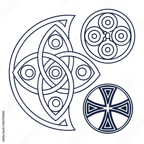 A collection of twelve distinct celtic cultural symbols presented as a versatile icon set for diverse design applications