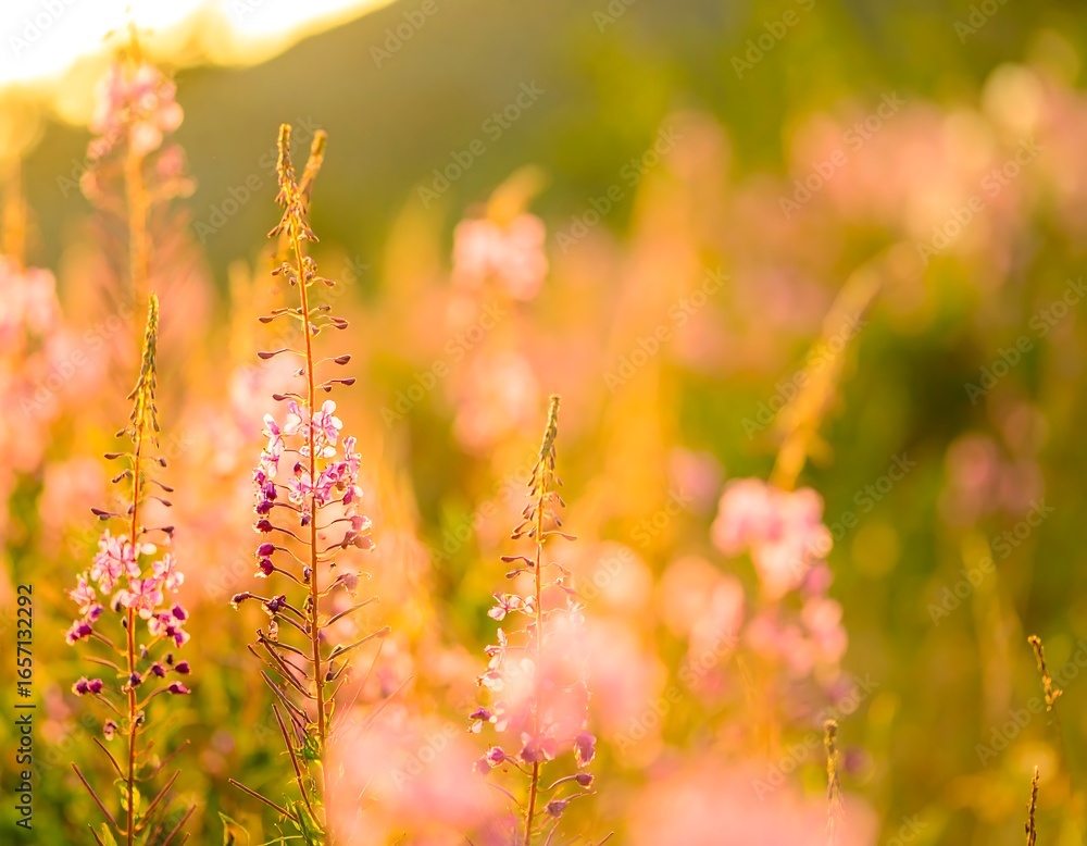 Fototapeta premium Sunset meadow flowers