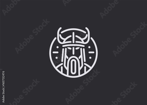 A strong minimalist Odin logo in clean line art, symbolizing wisdom, leadership, and Norse heritage.