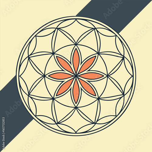Intricate origami inspired mandala design with folded paper texture and geometric patterns