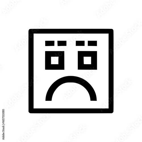 Isolated Black Outline Unhappy Sad Face Icon
