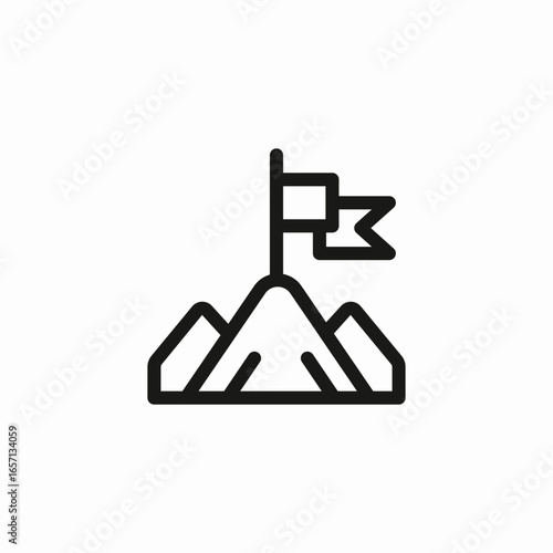 flag on mountain peak icon sign vector