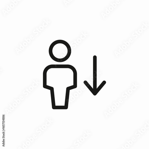 person arrow down icon sign vector