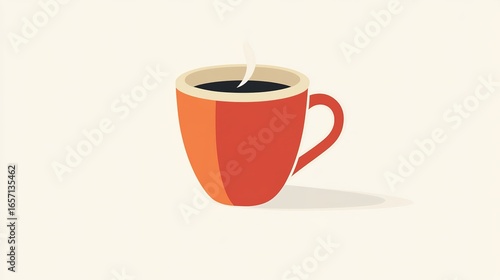 A simple, colorful illustration of a steaming coffee cup on a light background, evoking warmth and comfort.
