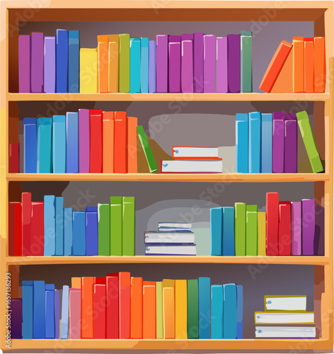 colorful books on a shelf