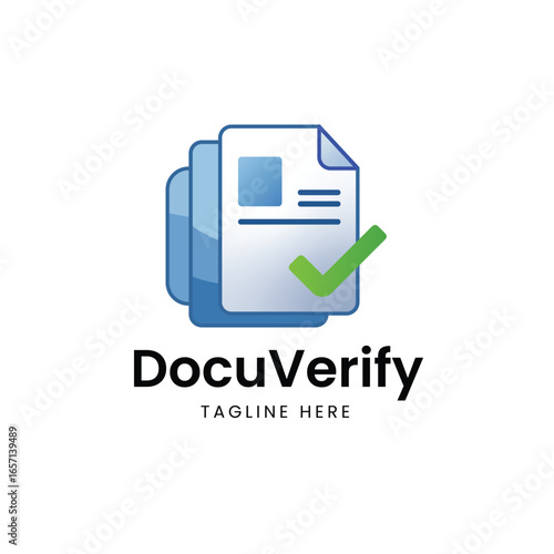 File Check Logo; Document Approval Vector for Business & Software Template
