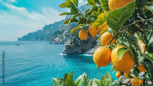 Amalfi Coast lemons, coastal view, summer travel, Italian citrus