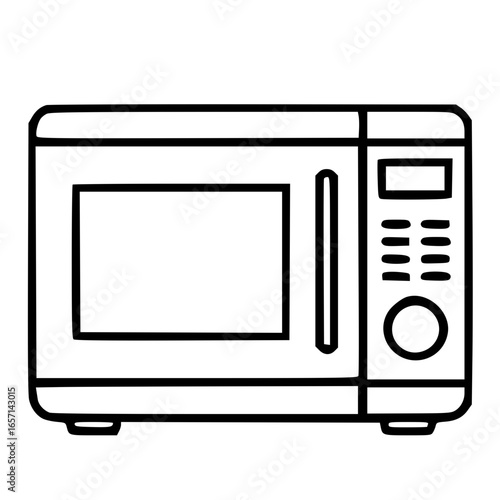 Outline illustration of electric microwave oven appliance for kitchen food heating and cooking