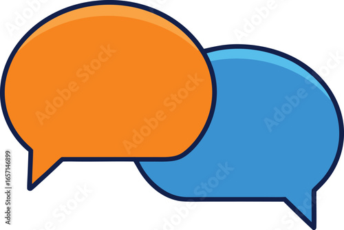 Orange and blue speech bubbles representing communication and conversation
