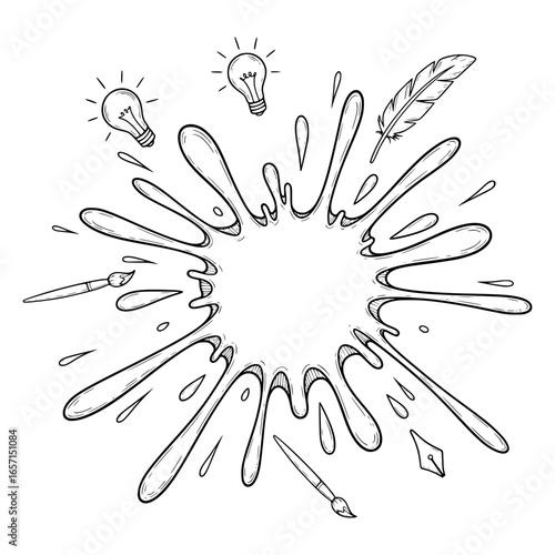 Paint Splatter Artistic Inspiration Icon with Hand-drawn Style