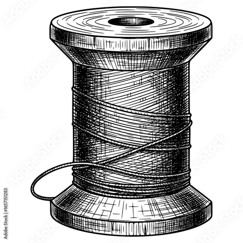Spool of Thread with Hand-drawn Style