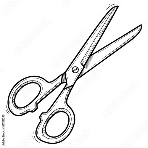 Sewing Scissors with Hand-drawn Style
