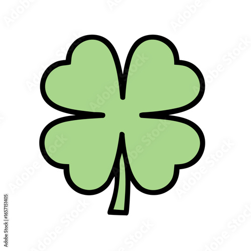 Four Leaf Clover Luck Symbol on Plain White Background