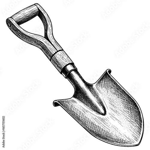 Small Spade Shovel with Hand-drawn Style