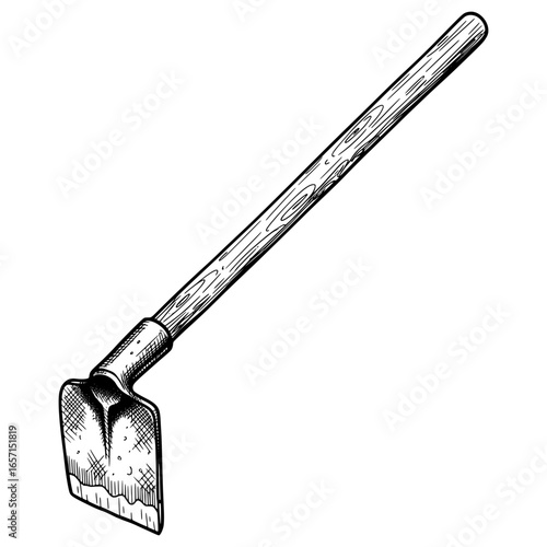 Long-Handled Garden Hoe with Hand-drawn Style