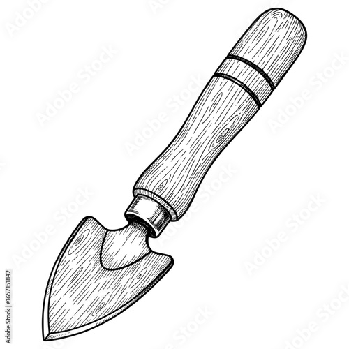 Small Hand Hoe for Potted Plants with Hand-drawn Style