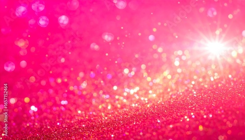 A vibrant, festive background displays a captivating blend of pink and gold glitter.  The soft bokeh effect enhances the sparkling texture, creating a radiant and celebratory atmosphere.