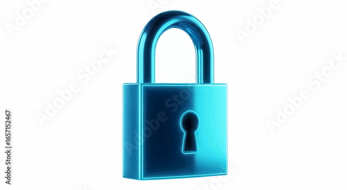 Blue Secure Padlock Vector Illustration Security Concept on White