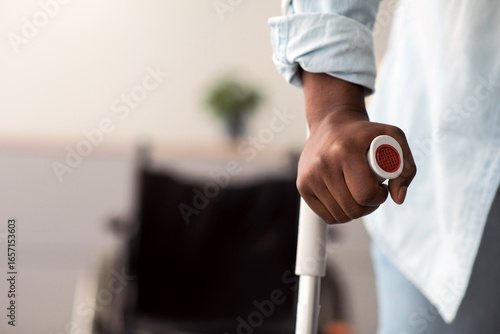 Fotografie Recovery, workout and rehabilitation after injury in clinic and home