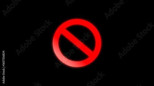 Animated video of the red outer frame of the prohibition mark (No symbol), with alpha channel