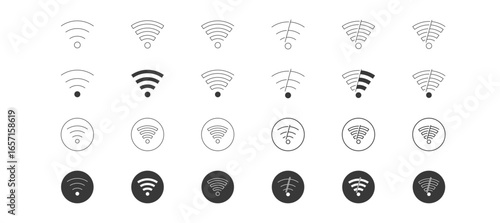 Wifi Icons set vector illustration with wifi signal and no wifi access signal in different style 
