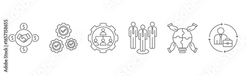 Business Management icons set vector illustration with business, management, organization, leadership, teamwork, employment icon