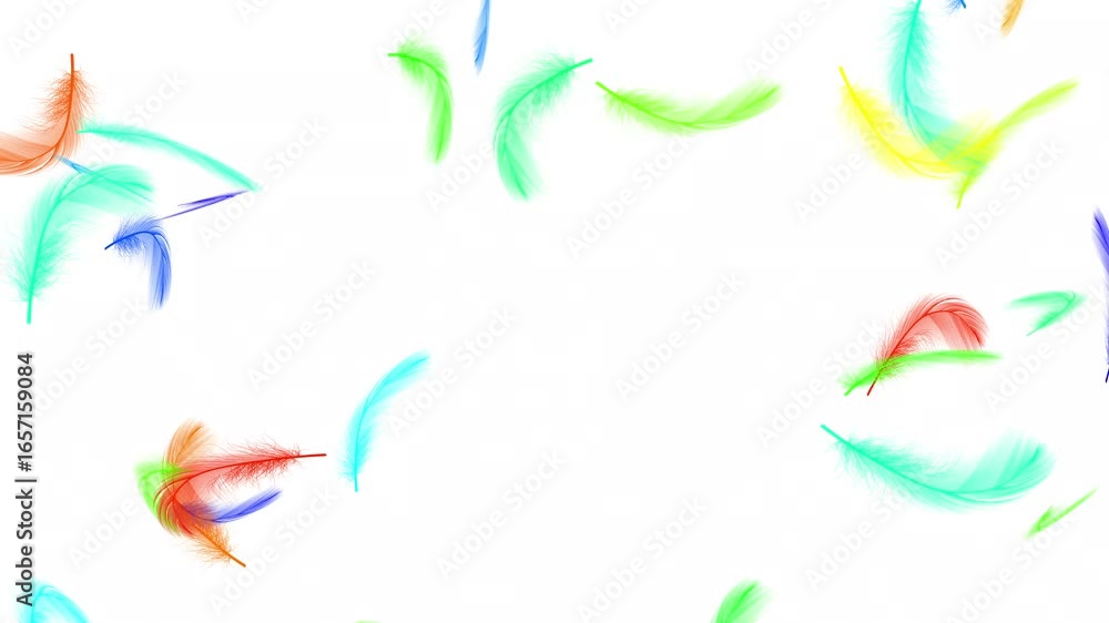 Many Floating Feathers Soft Falling Motion Graphics. Gentle White Feathers Falling Down Seamless Loop. Many white feathers falling gently on a transparent background. Soft floating animation. Many Floating Feathers Soft Falling Motion Graphics. Gentle White Feathers Falling Down Seamless Loop. Many white feathers falling gently on a transparent background. Soft floating animation.