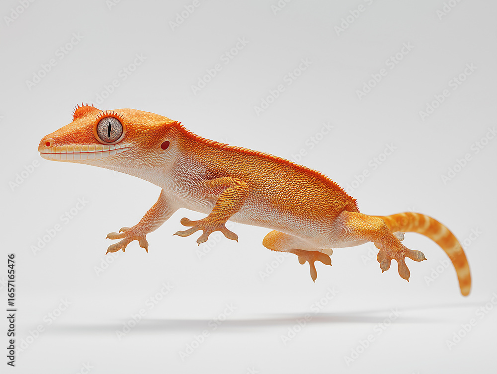 Fototapeta premium gecko, crested gecko, lizard, animal, reptile, nature, wildlife, tail, small, green, pet, closeup, isolated, wild, white background, newt, macro, black, skink, chameleon, close-up