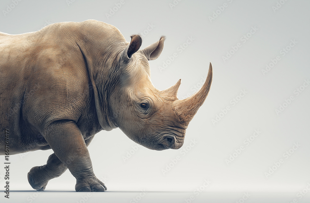 Obraz premium rhinoceros, rhino, animal, wildlife, mammal, big, safari, wild, horn, nature, zoo, family, large, dangerous, animals, endangered, isolated, white, horned, white rhinoceros, white background, huge,