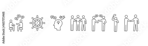 Soft Skills icon set with active listening, time management, interpersonal skill, conflict resolution, communication skill, respect, relationship vector illustration
