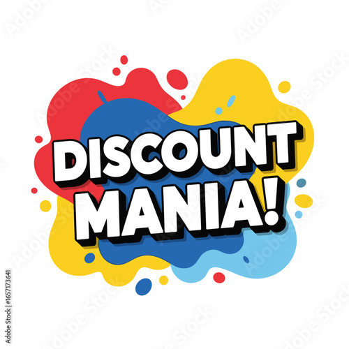 Discount Mania! Colorful comic style sale banner. Pop art advertising background for promotion and special offers.
