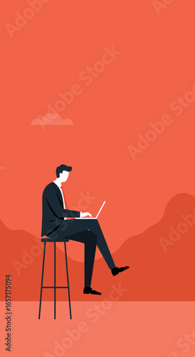 Focused businessman working remotely on his laptop, symbolizing productivity, freelance work, and modern digital communication.