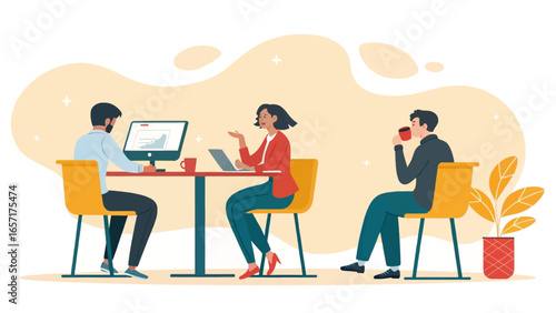 Team of professionals working collaboratively in a modern office, analyzing data and discussing business strategies for growth.