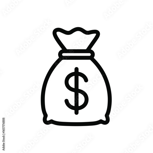 Iconic money bag symbol representing financial success, wealth accumulation, and economic prosperity for business and investment concepts