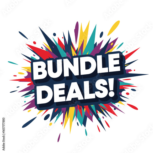 BUNDLE DEALS! Colorful comic explosion banner for advertising sales, special offers, and promotions. Vector pop art illustration.