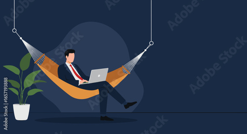 Professional working remotely on a laptop while relaxing in a hammock, showcasing modern work-life balance and flexible business solutions.