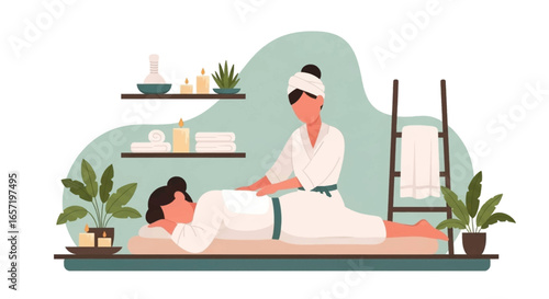 Woman receives a relaxing back massage at a serene spa, embodying wellness, self-care, and professional treatment.