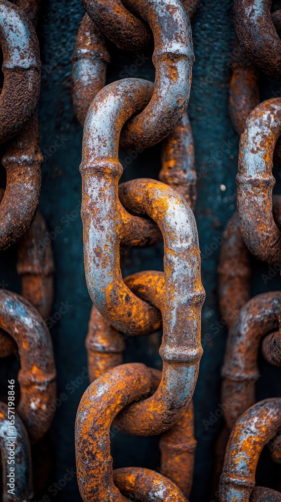 Rusty metal chain links Rusty metal chain links