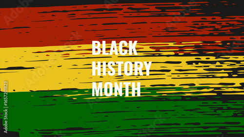 Black History Month African American history card celebration. Red yellow green color. Web page banner poster design. Vector.