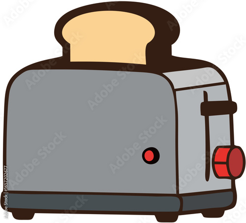 Toaster with Bread Slice Vector Illustration