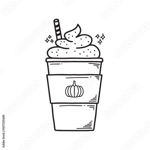 pumpkin spice latte hand drawn cartoon illustration