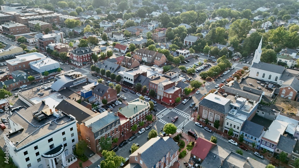 Fototapeta premium Aerial View of Downtown Fredericksburg, VA