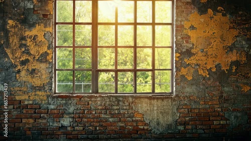 Sunlit Ruins Abandoned Brick Room Grunge Texture Hopeful Light.