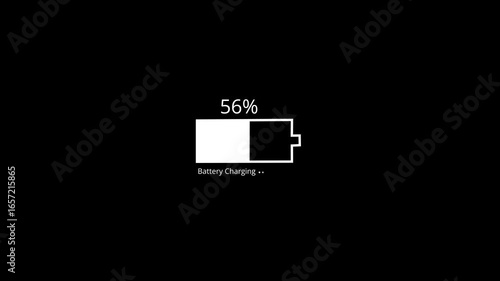 Battery charging animation. Charging discharged battery to full charging animation. charging battery indicating progress of the increasing with percentage show fill up to 100%	