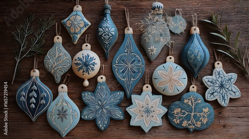 Rustic Folk-Art Wooden Holiday Ornaments